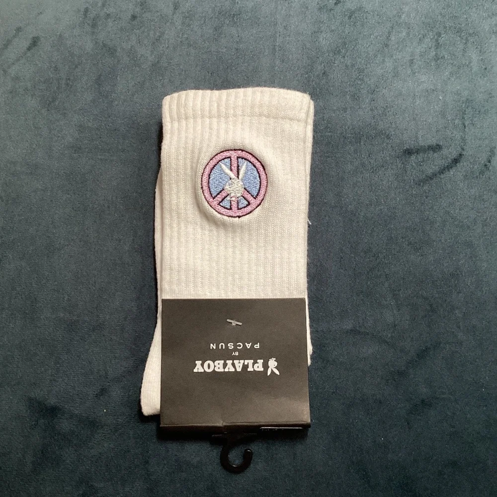 2/$25 Playboy White Socks